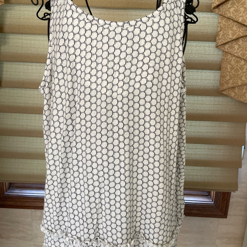 Ellen Tracy 2-Piece Black/White Geometric Print Sleeveless Stretch Pajama Set - Picture 7 of 14